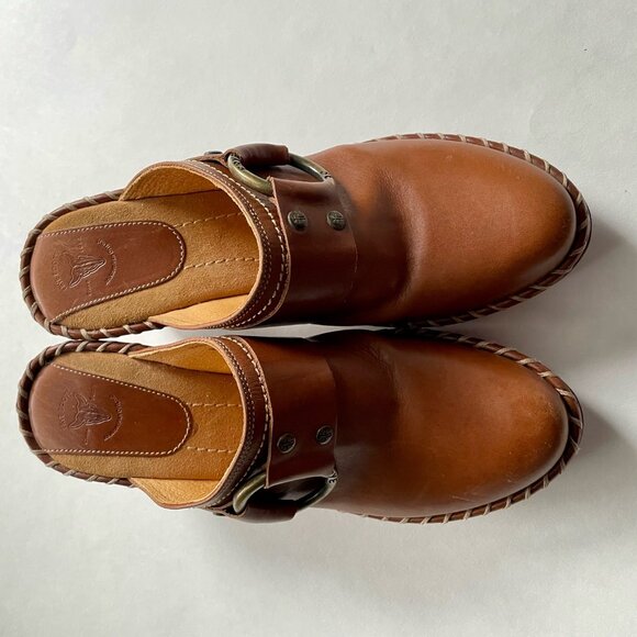 Frye Charlotte Ring 70770 Brown Leather Heeled Mule Clogs Women's Size 7 1/2 M - Picture 10 of 10